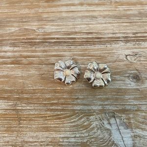 Sterling sliver women’s snap on flower earrings